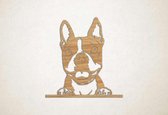Wanddecoratie - Hond - Boston Terrier 6 - S - 47x45cm - Eiken - muurdecoratie - Line Art