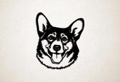 Wanddecoratie - Hond - Corgi 6 - S - 54x45cm - Zwart - muurdecoratie - Line Art