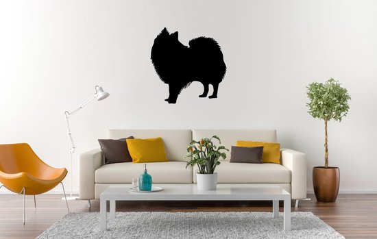 Silhouette chien - Spitz indien - Spitz indien - L - 75x75cm - Zwart - décoration murale