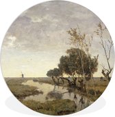 Un mouillage à Abcoude - Peinture de Paul Joseph Constantin Plaque murale en plastique circulaire