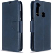 Voor xiaomi redmi note 8t retro lamsvacht textuur pure kleur horizontale flip pu lederen case met houder & kaartsleuven & portemonnee & lanyard (blauw)