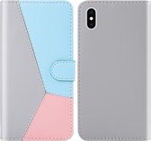Voor iPhone XS Max Tricolor stiksels Horizontaal Flip TPU + PU lederen tas met houder & kaartsleuven & portemonnee (grijs)