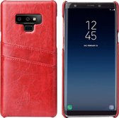 Fierre Shann Retro Oil Wax Texture PU lederen tas voor Galaxy Note9, met kaartsleuven (rood)