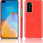 Voor Huawei P40 Shockproof Litchi Texture PC + PU Case (rood)