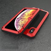 Waterdicht stofdicht schokbestendig aluminiumlegering + gehard glas + siliconen hoesje voor iPhone XS Max (rood)