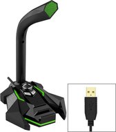 GK Desktop Omnidirectionele USB bedrade dubbele microfoon condensatormicrofoon, ingebouwde geluidskaart, compatibel met pc / Mac voor live-uitzending, show, KTV, etc. (zwart + groen)