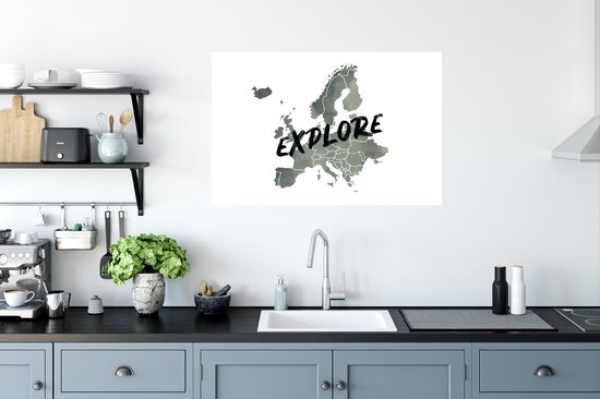 Stickers muraux - Feuille Autocollant - Carte - Europe - Citations - 90x60 cm - Feuille Adhésive - Stickers muraux Chambre Enfant - Papier Peint Auto Adhésif