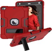 Voor iPad Mini 5/4 contrasterende kleur siliconen + pc combinatie case met houder (rood + zwart)