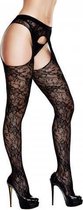 Baci - Kanten Panty Met Jarretel Look - Curvy - Queen Size (46 - 52)