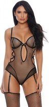 Caught In The Feels Teddy with Garter Straps - Black - Maat L