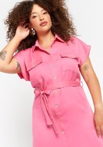 LOLALIZA Overhemd jurk met ceintuur - Roze - Maat 36