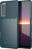 Sony Xperia 1 III Hoesje - Mobigear - Groove Serie - TPU Backcover - Groen - Hoesje Geschikt Voor Sony Xperia 1 III