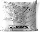 Sierkussen Buiten - Stadskaart - Winschoten - Grijs - Wit - 60x60 cm - Weerbestendig