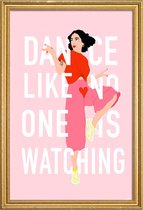 JUNIQE - Poster met houten lijst Dance Like -40x60 /Rood & Roze