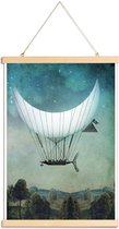 JUNIQE - Posterhanger The Moon Ship -30x45 /Blauw & Grijs