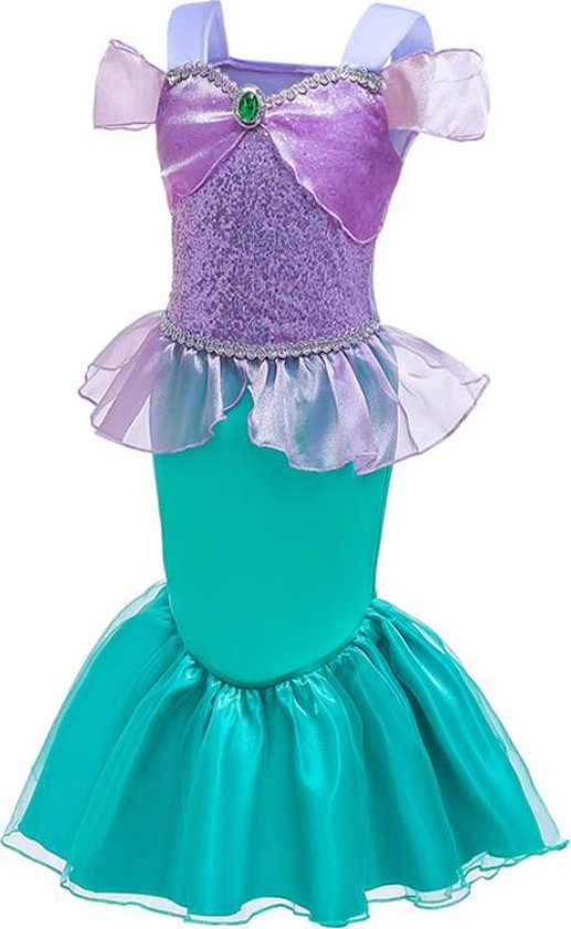 Prinses - Ariel jurk - Prinsessenjurk - Verkleedkleding - Paars - Maat  128/134 (7/8 jaar) | bol