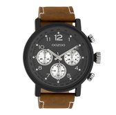 OOZOO Timepieces - Black watch with mid brown leather strap - C10062
