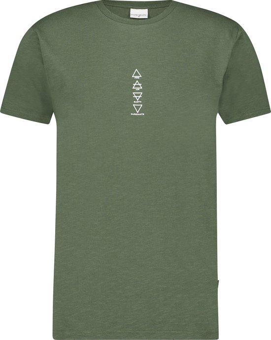 Purewhite -  Heren Regular Fit   T-shirt  - Groen - Maat S