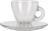Clayre & Eef Kop en schotel 85 ml Transparant Glas Servies Koffie Cappuccino