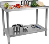 Bol.com Royal Catering - RVS werktafel - ECO - 150 x 60 cm - 159 kg - achterwand aanbieding