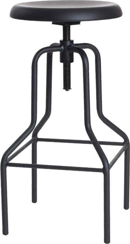 HOMCOM rolkruk werkkruk draaibare kruk bureaustoel in hoogte verstelbaar, PU metaal, zwart, 50 x 54 x (66-78) cm