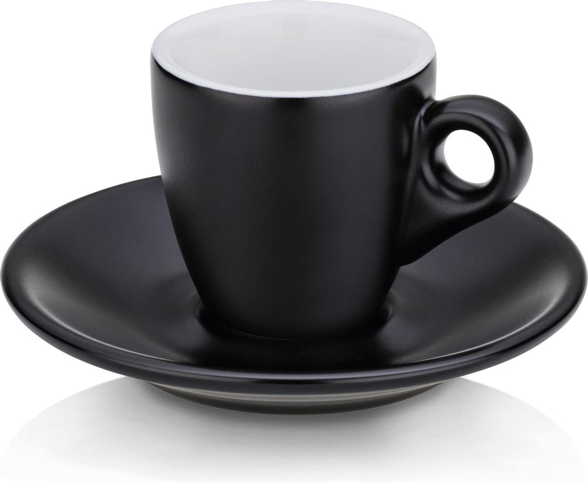 Tasse à café Expresso en acier de style italien avec soucoupe et cuillère