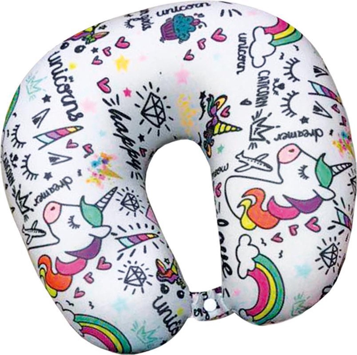 I-total Reiskussen Unicorn 30 X 27 Cm Polyester Wit