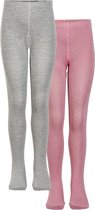 Minymo Leggings Meisjes Katoen Grijs/roze 2 Stuks Mt 140-146