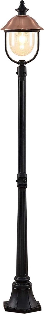 Lindby - Lantaarnpalen - 1licht - aluminium, koper, kunststof - H: 176.5 cm - E27 - zwart, koper
