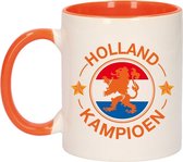 Holland kampioen beker / mok wit en oranje - 300 ml - voetbal mok - oranje supporter / fan