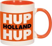 Hup Holland hup beker / mok oranje en wit - 300 ml - oranje supporter / fan