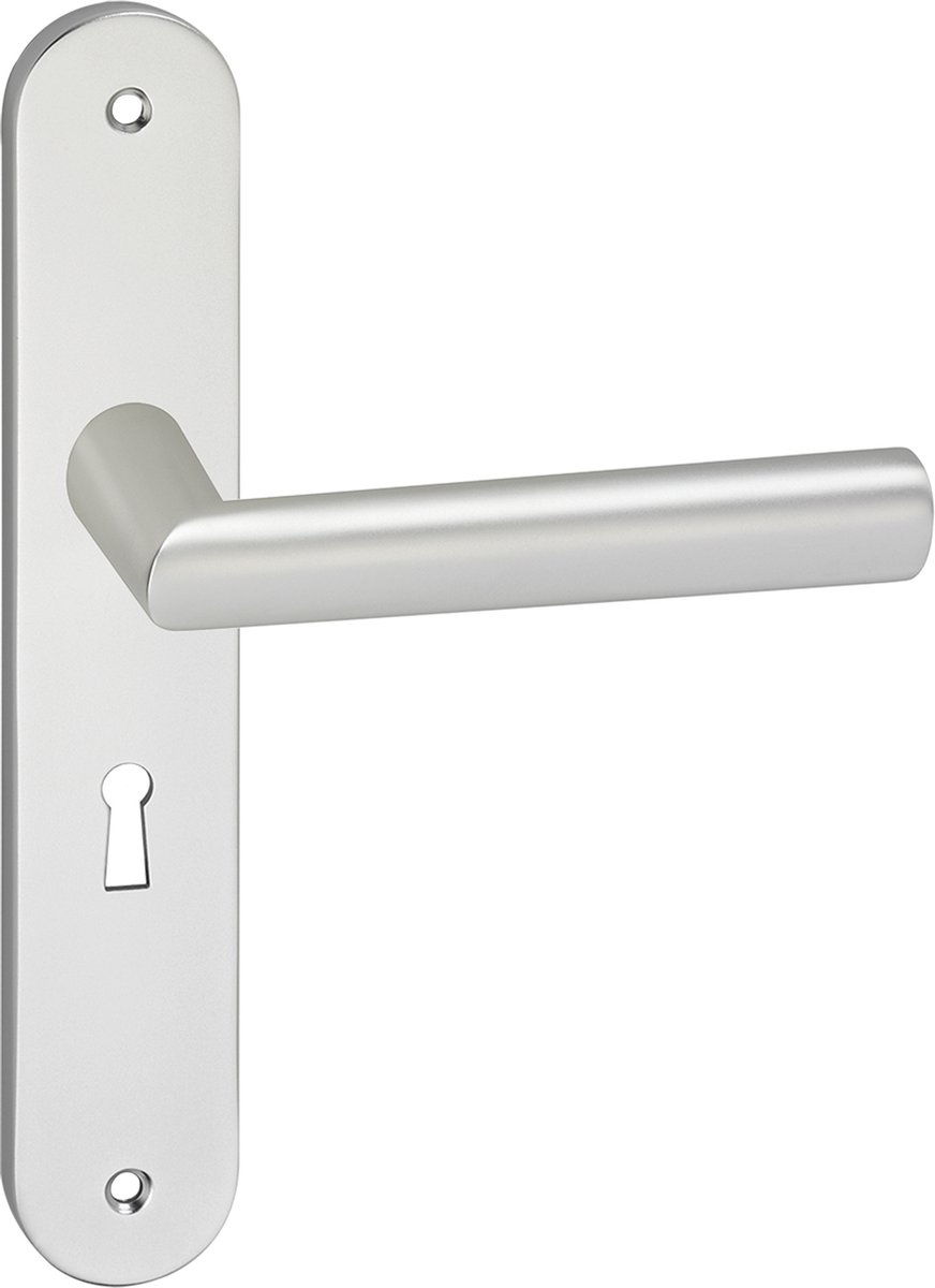 Deurkruk - Impresso London - Voor binnen - Ovaal deurschild met schroeven en sleutelgat - Aluminium - 2 stuks