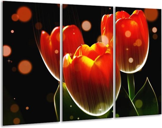 Peinture sur toile Tulipe | Orange, jaune, rouge | 120x80cm 3 Liège