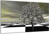 Peinture sur verre d'arbre | Gris, noir, blanc | 120x70cm 1Hatch | Tirage photo sur verre |  F004384