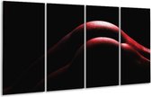 GroepArt - Glasschilderij - Lichaam - Zwart, Rood - 160x80cm 4Luik - Foto Op Glas - Geen Acrylglas Schilderij - 6000+ Glasschilderijen Collectie - Wanddecoratie