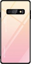 Voor Galaxy S10 Gradient Color Glass Case (Geel)