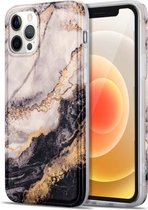 TPU verguld marmeren patroon beschermhoes voor iPhone 12 Mini (zwart grijs)