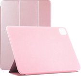 Voor iPad Pro 12,9 inch (2020) Horizontale flip Ultradunne dubbelzijdige clip Niet-gesp Magnetische PU-lederen tas met drievoudige houder en slaap- / wekfunctie (roségoud)