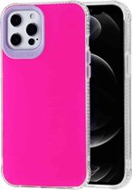 TPU + acryl anti-val spiegel telefoon beschermhoes voor iPhone 12 Pro Max (rose rood)