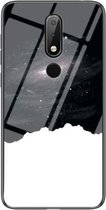 Voor Nokia 6.1 Plus/X6 Sterrenhemel Geschilderd Gehard Glas TPU Schokbestendig Beschermhoes (Universe Sterrenhemel)