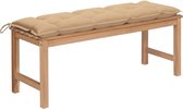Medina Tuinbank met beige kussen 120 cm massief teakhout