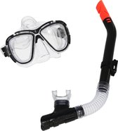 Duikset – Snorkelset – Snorkelen – Voor in de Zee – Snorkel en Duikbril – Verstelbare Duikbril – Unisex – Zwart – Transparant – Kunststof – 15x6x6cm