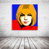 France Gall Pop Art Acrylglas - 80 x 80 cm op Acrylaat glas + Inox Spacers / RVS afstandhouders - Popart Wanddecoratie