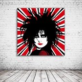 Pop Art Siouxsie Acrylglas - 100 x 100 cm op Acrylaat glas + Inox Spacers / RVS afstandhouders - Popart Wanddecoratie