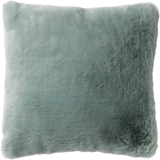 Dutch Decor ZAYA - Kussenhoes 45x45 cm - bontlook - effen kleur - Jadeite - lichtgroen - met rits - zonder binnenkussen