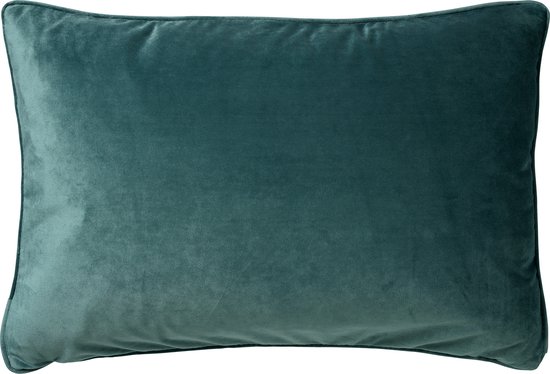 Effen groen fluwelen kussen, 40x60 cm, met bies.