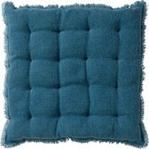 Dutch Decor BURTO - Stoelkussen van katoen Provincial Blue 40x40 cm - blauw