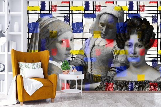 Papier peint - Collage de Papier peint photo - Mondrian - Peintures - Largeur 360 cm x Hauteur 240 cm