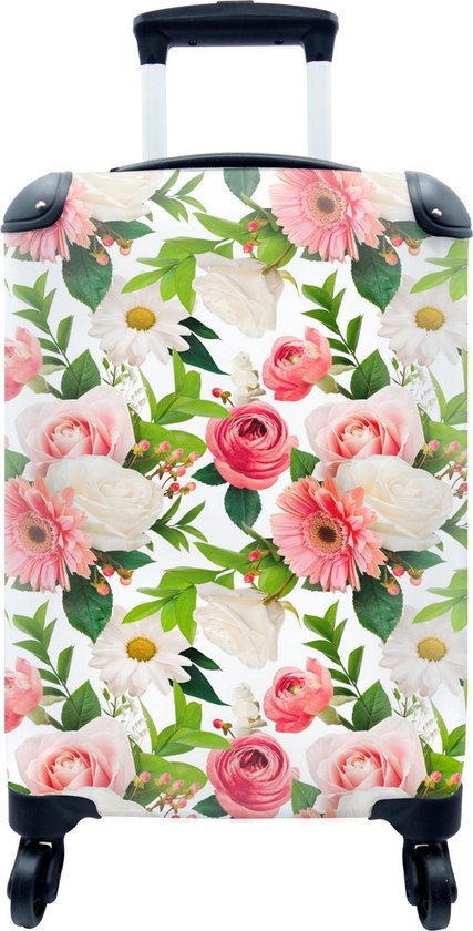 Valise Chariot à Bagages à Main Chaton - Illustration - Fleurs - Nature - Chat Bagage Cabine Imprimé 55x35x25 Cm Valise De Voyage Avec Roulettes - Trolley