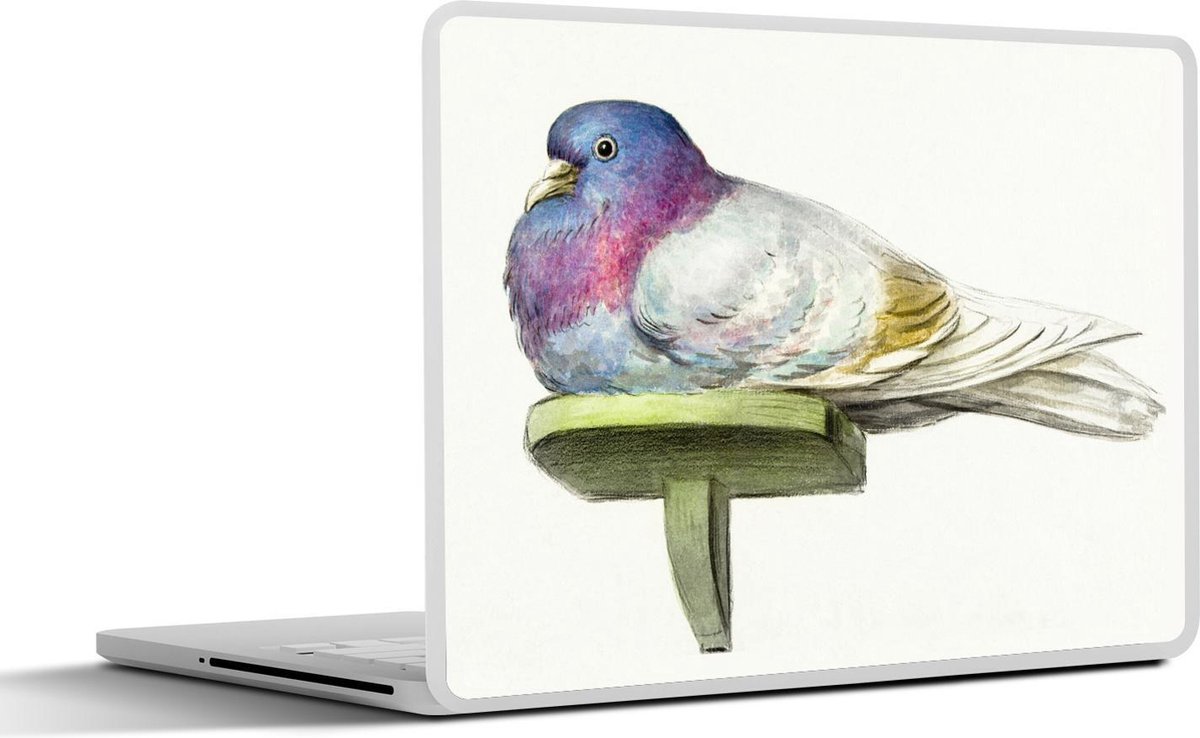 Laptop sticker - 13.3 inch - Duif, zittend op een plankje - schilderij van Jean Bernard - 31x22,5cm - Laptopstickers - Laptop skin - Cover